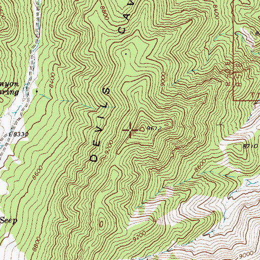 Topographic Map of Devils Cave Ridge, NV