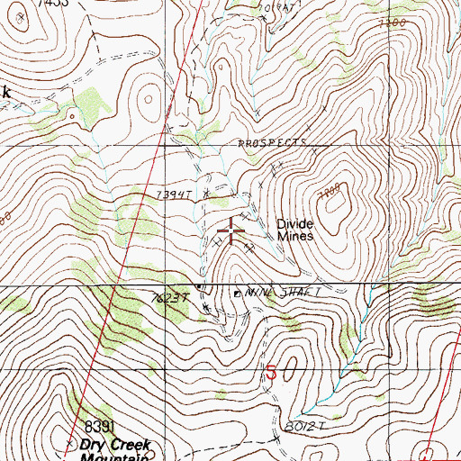 Topographic Map of Divide Mines, NV