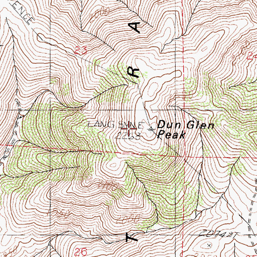 Topographic Map of Dun Glen Peak, NV