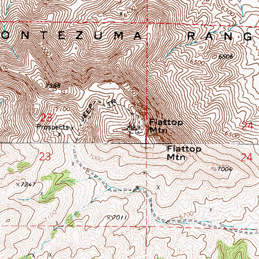 Topographic Map of Flattop Mountain, NV