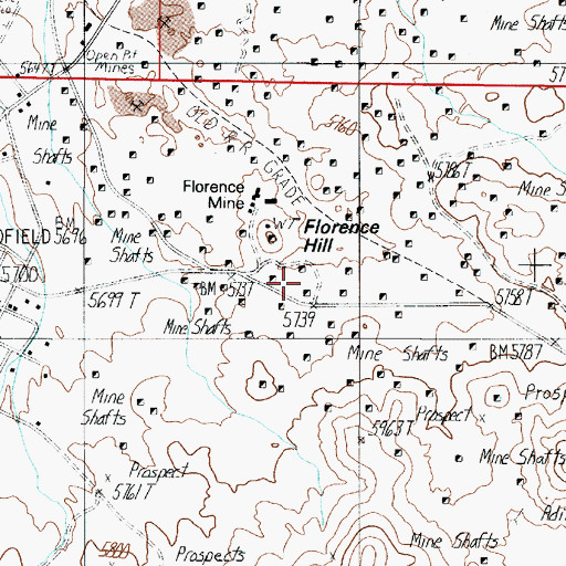 Topographic Map of Florence Hill, NV