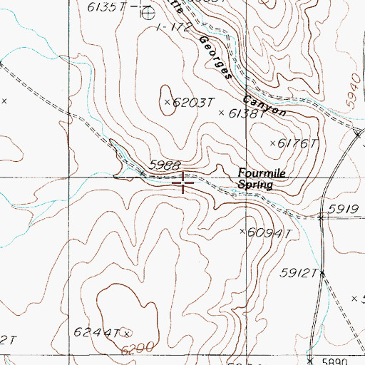 Topographic Map of Fourmile Spring, NV