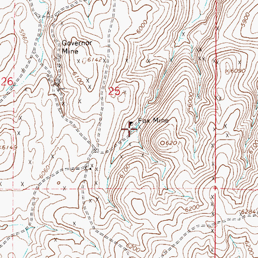 Topographic Map of Fox Mine, NV