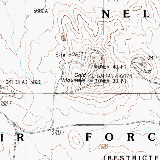 Topographic Map of Gold Mountain, NV