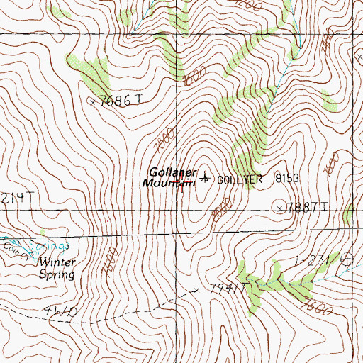 Topographic Map of Gollaher Mountain, NV