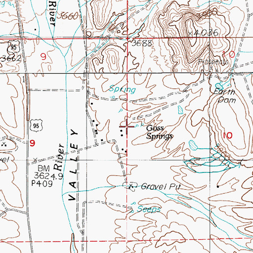 Topographic Map of Goss Springs, NV
