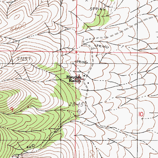 Topographic Map of Hayden Ranch, NV