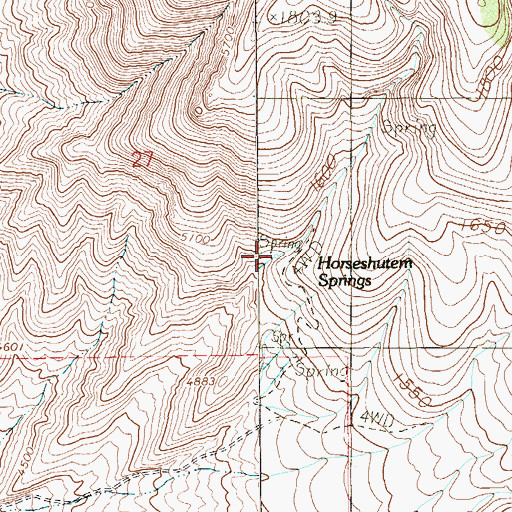 Topographic Map of Horseshutem Springs, NV