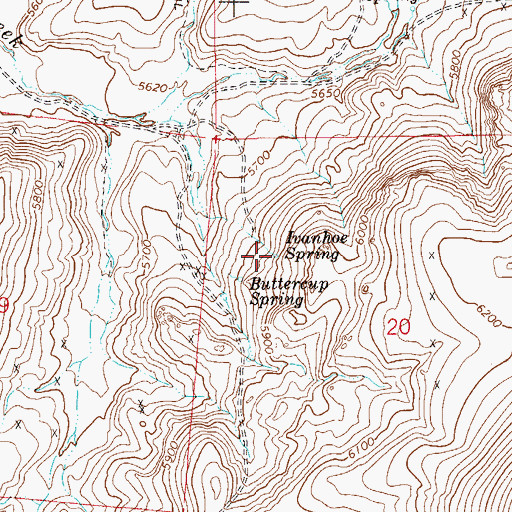 Topographic Map of Ivanhoe Spring, NV