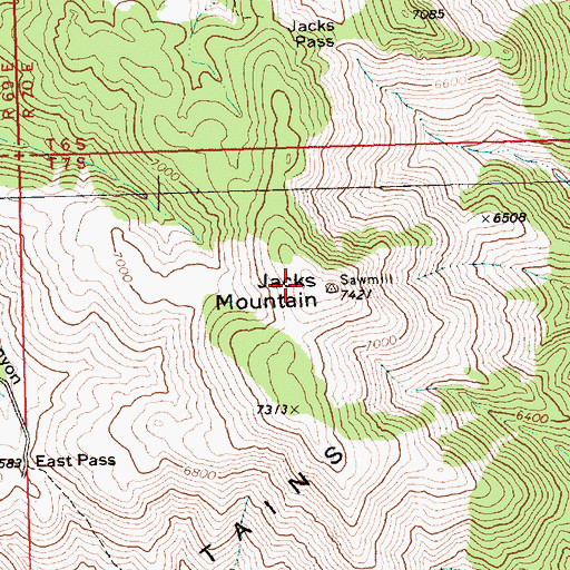 Topographic Map of Jacks Mountain, NV