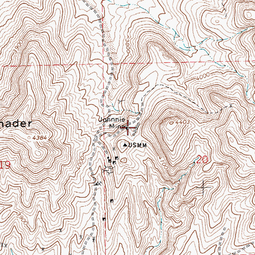 Topographic Map of Johnnie Mine, NV