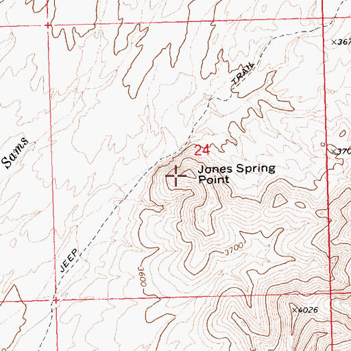 Topographic Map of Jones Spring Point, NV