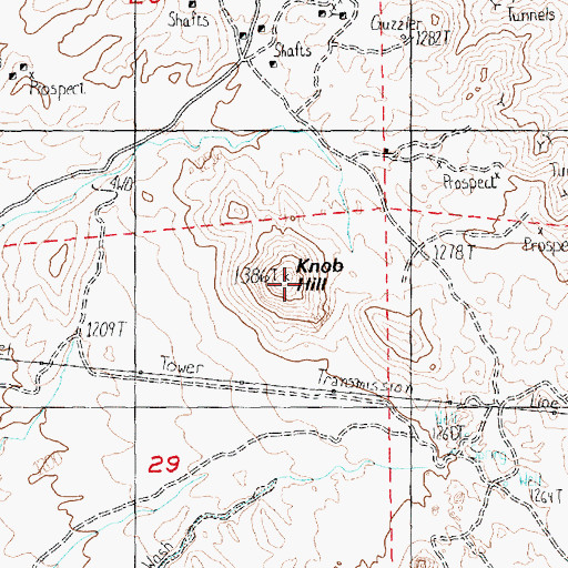Topographic Map of Knob Hill, NV