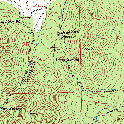 Topographic Map of Lime Spring, NV