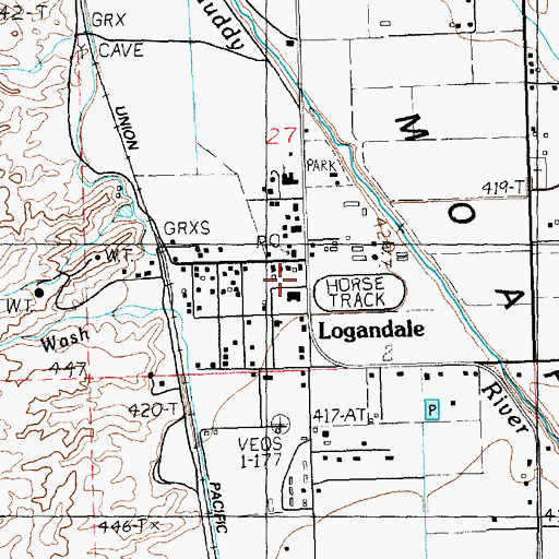 Topographic Map of Logandale, NV