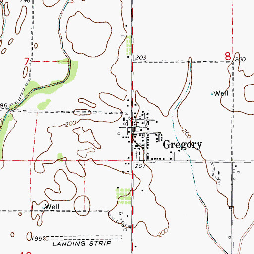Topographic Map of Gregory Post Office, AR