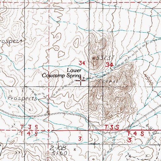 Topographic Map of Lower Cowcamp Spring, NV