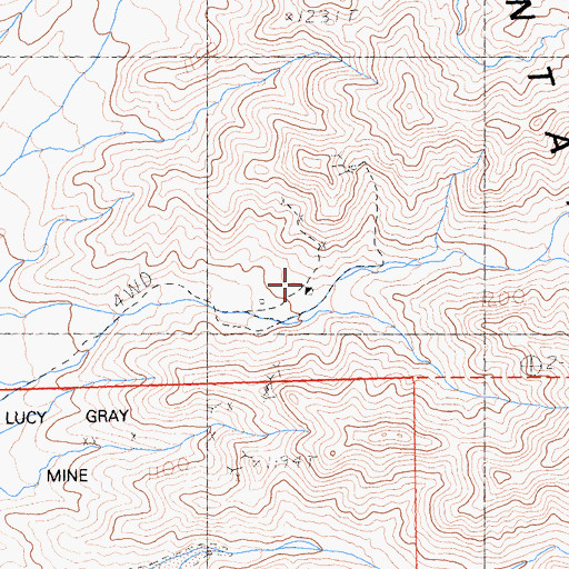 Topographic Map of Lucy Gray Mine, NV