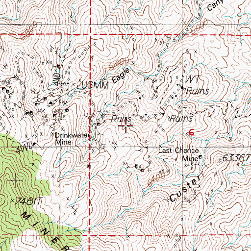 Topographic Map of Last Chance Mine, NV