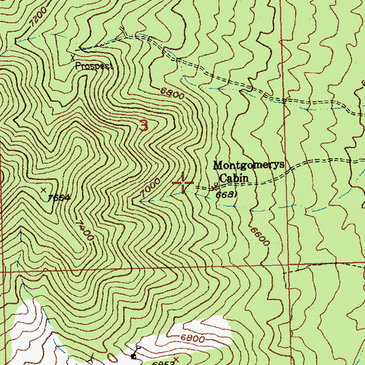 Topographic Map of Montgomerys Cabin, NV