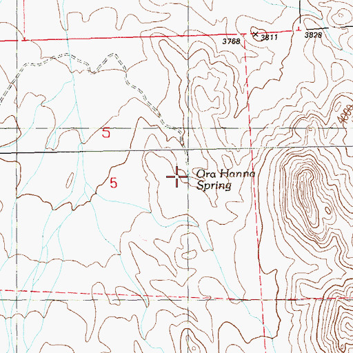 Topographic Map of Ora Hanna Spring, NV