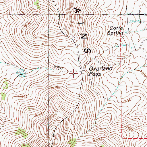 Topographic Map of Overland Pass, NV