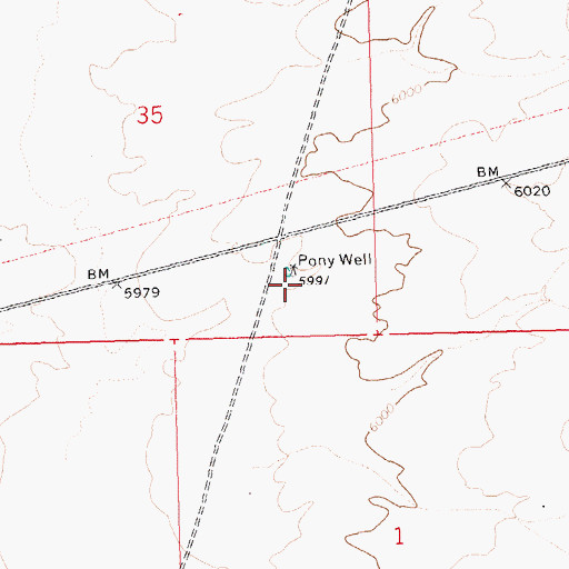 Topographic Map of Pony Well, NV