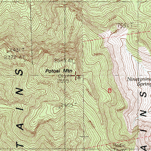 Topographic Map of Potosi Mountain, NV