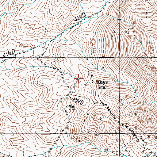 Topographic Map of Rays, NV