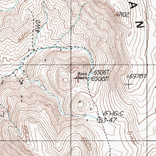 Topographic Map of Rays Wells, NV