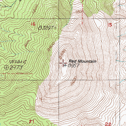 Topographic Map of Red Mountain, NV