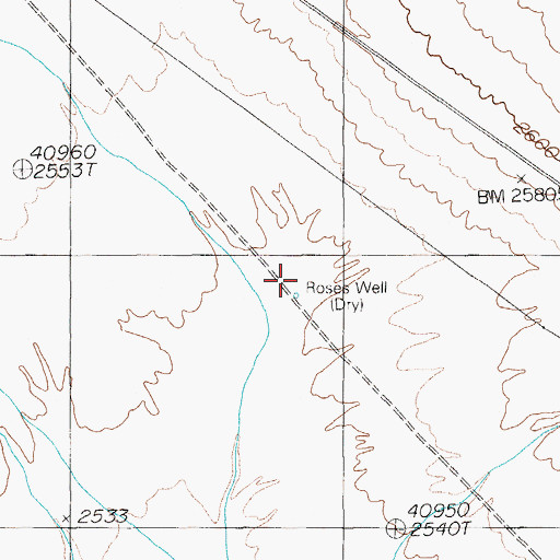 Topographic Map of Roses Well, NV