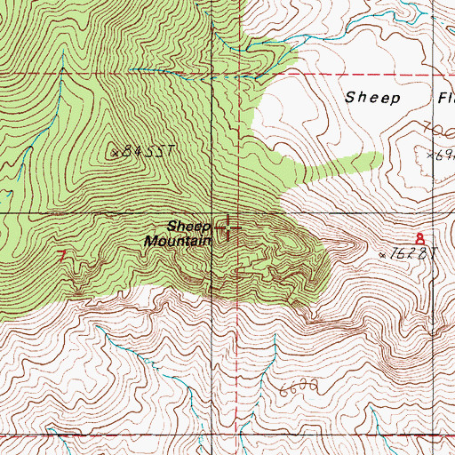 Topographic Map of Sheep Mountain, NV