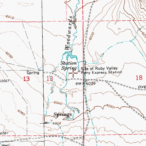 Topographic Map of Site of Ruby Valley Pony Express Station, NV