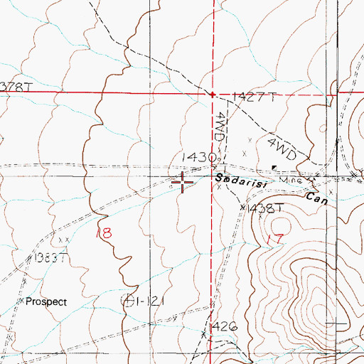 Topographic Map of Sodarisi Canyon, NV