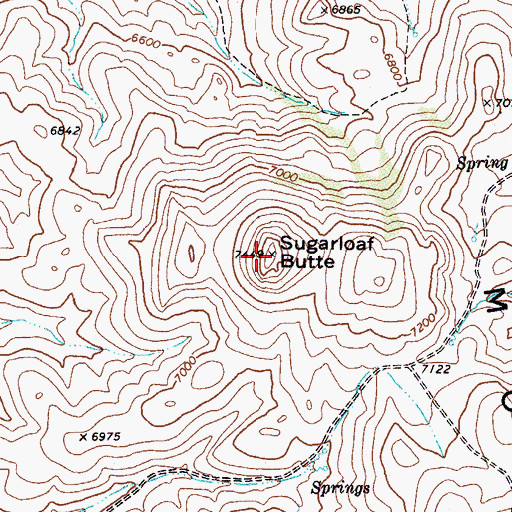 Topographic Map of Sugarloaf Butte, NV