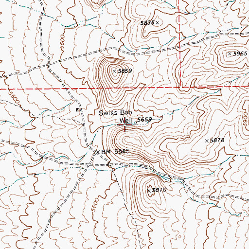 Topographic Map of Swiss Bob Well, NV