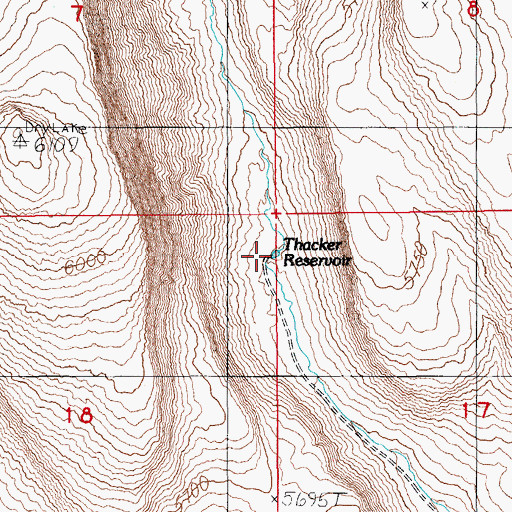 Topographic Map of Thacker Reservoir, NV