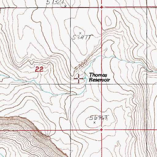 Topographic Map of Thomas Reservoir, NV