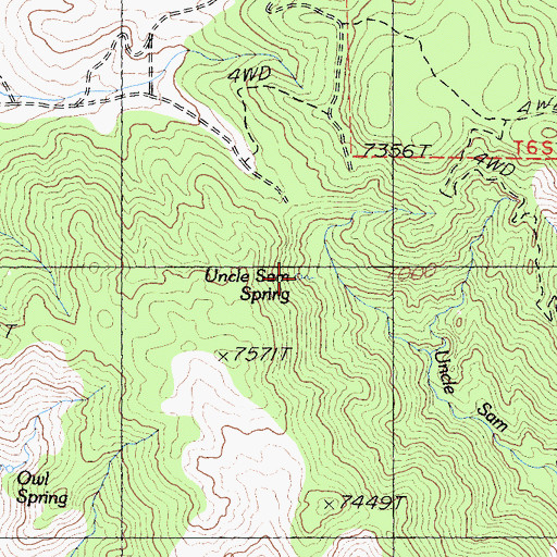 Topographic Map of Uncle Sam Spring, NV