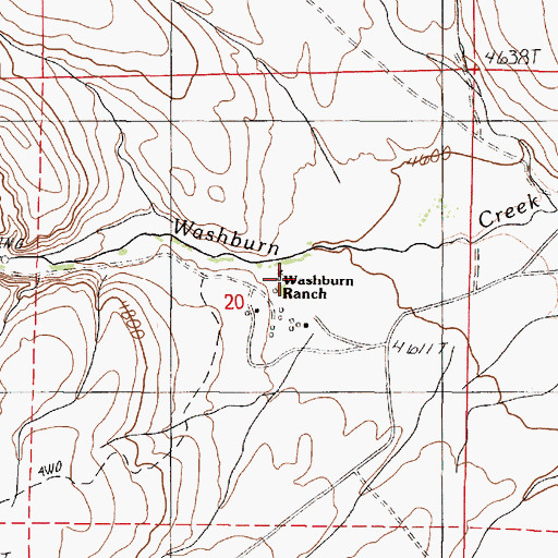 Topographic Map of Washburn Ranch, NV