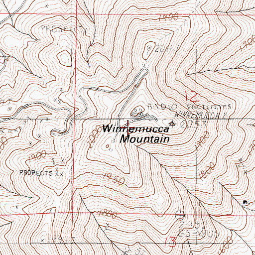 Topographic Map of Winnemucca Mountain, NV