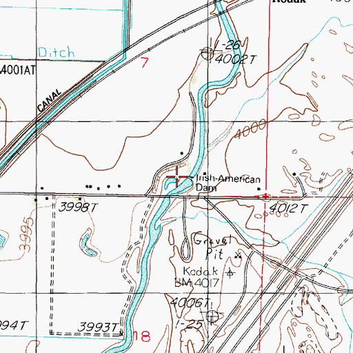 Topographic Map of Irish-American Dam, NV
