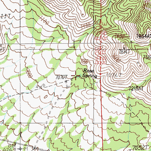 Topographic Map of Rose Spring, NV