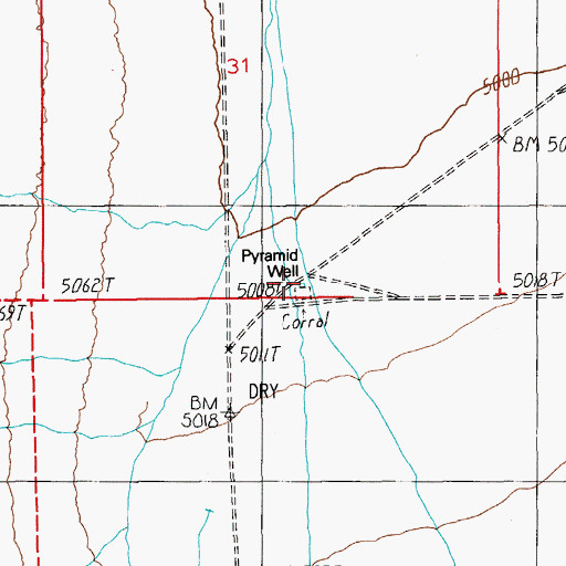 Topographic Map of Pyramid Well, NV