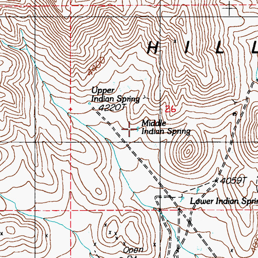 Topographic Map of Middle Indian Spring, NV