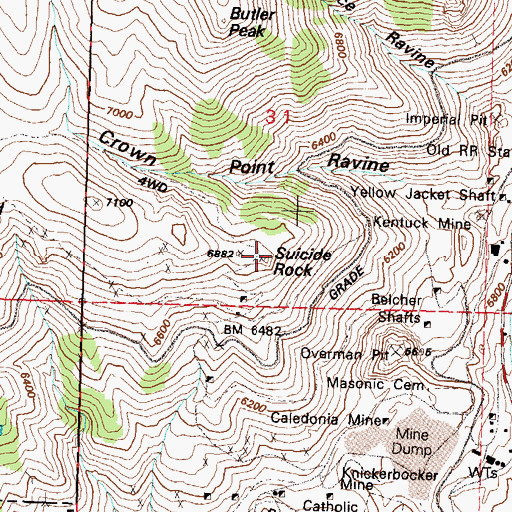 Topographic Map of Crown Point, NV