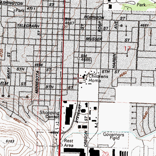 Topographic Map of Sunny Acres Childrens Home, NV