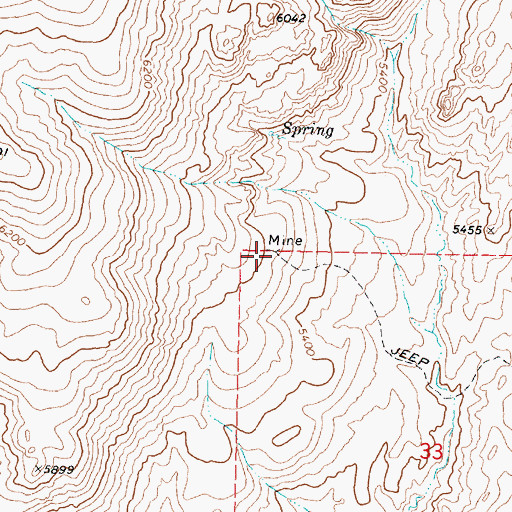 Topographic Map of Reno Copper Mine, NV