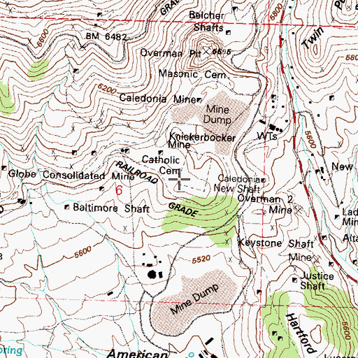 Topographic Map of Catholic Cemetery, NV